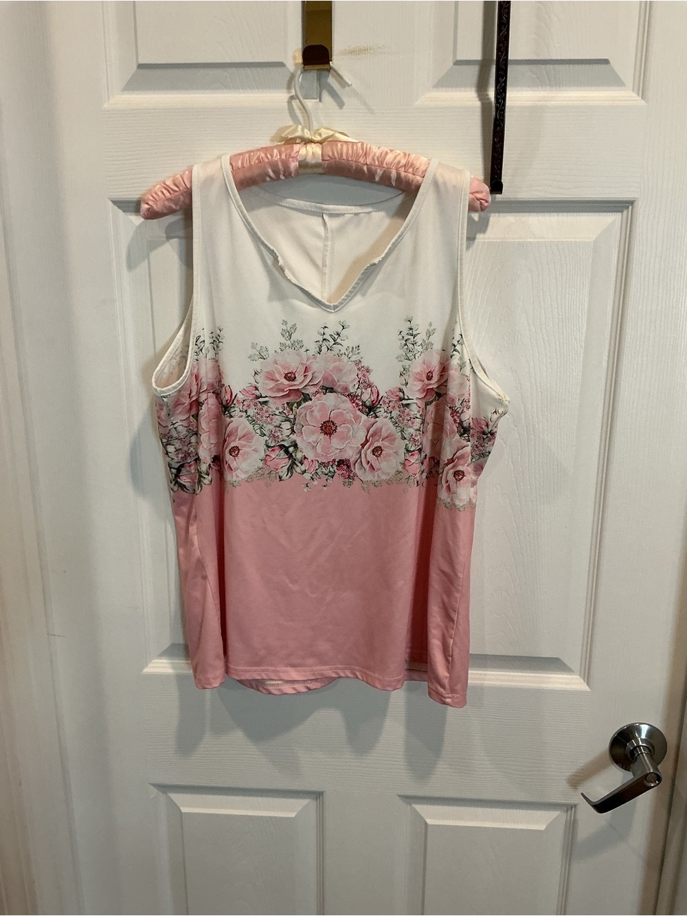 Floral Pink and Cream Sleeveless Women’s Top